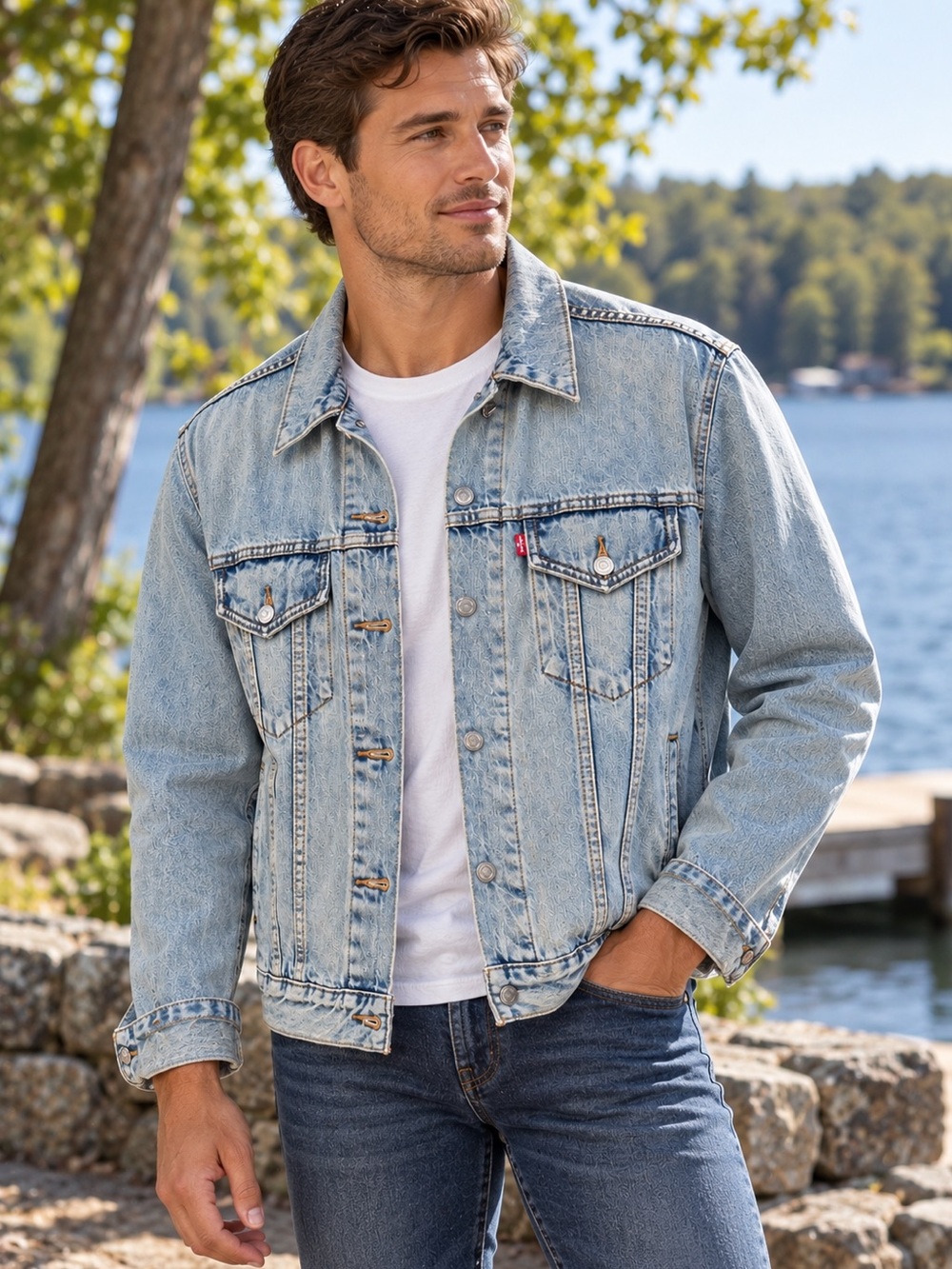 Levi’s Premium Light Wash Denim Trucker Jacket